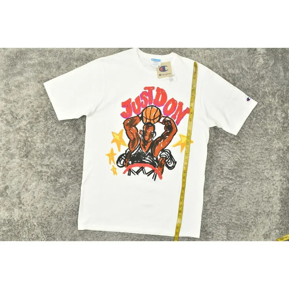 NEW Champion Just Don Basketball Collabor+Aid Men's White 100% Cotton T-Shirt L - Picture 2 of 8